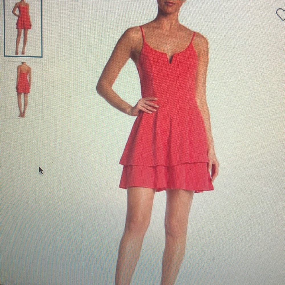 Pink V-notch wired double layer skater dress